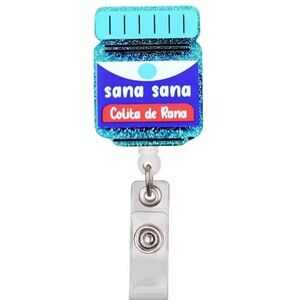 Sana Sana Colita de Rana Glitter Retractable Badge Reel Holder